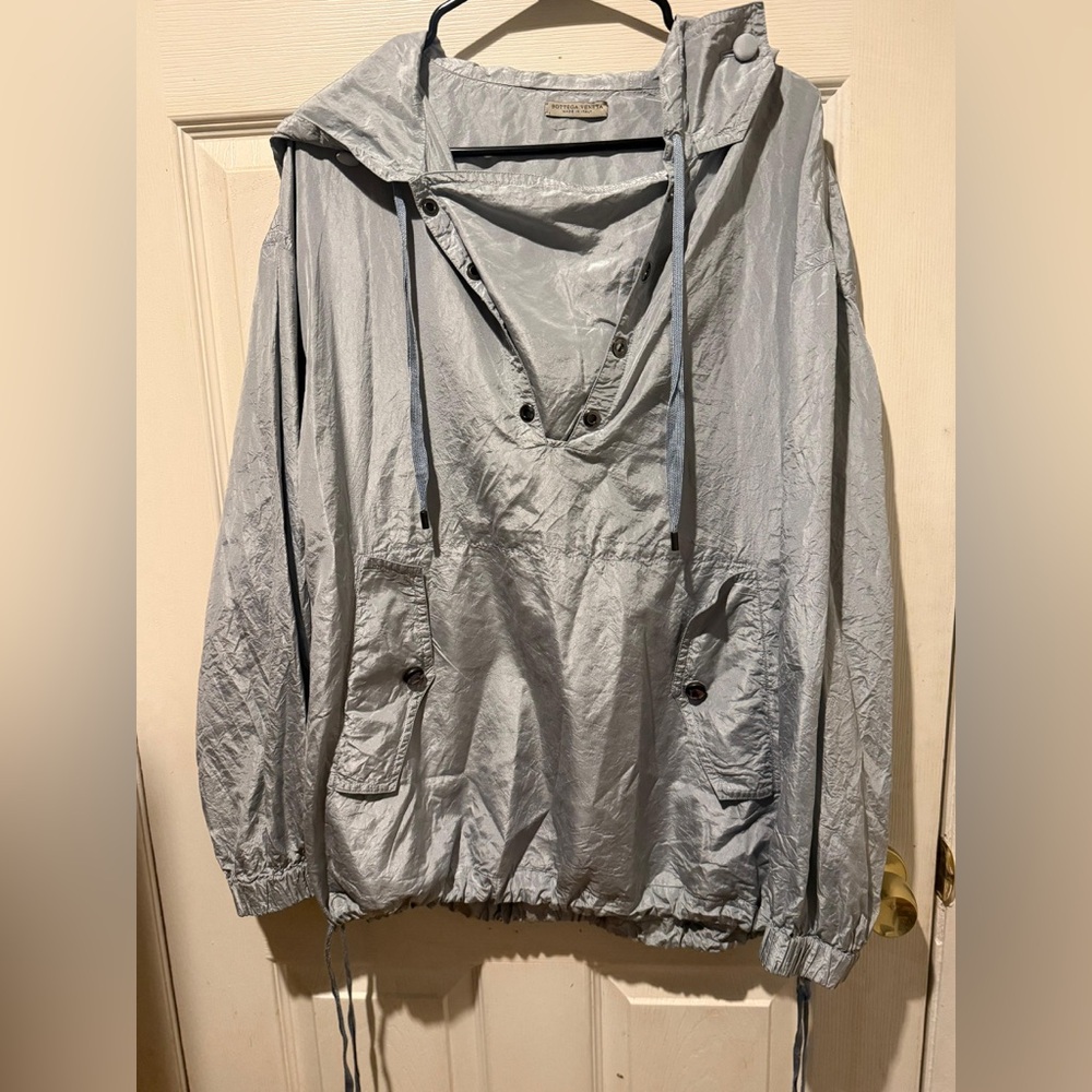 Bottega Veneta Silver Hooded Jacket